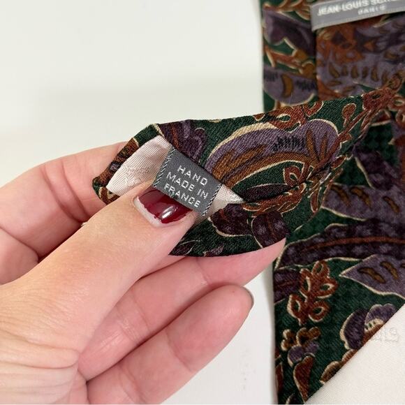 Jean-Louis Scherrer Silk Tie Adjustable Pointed Floral Print Mens One Size - Picture 5 of 7